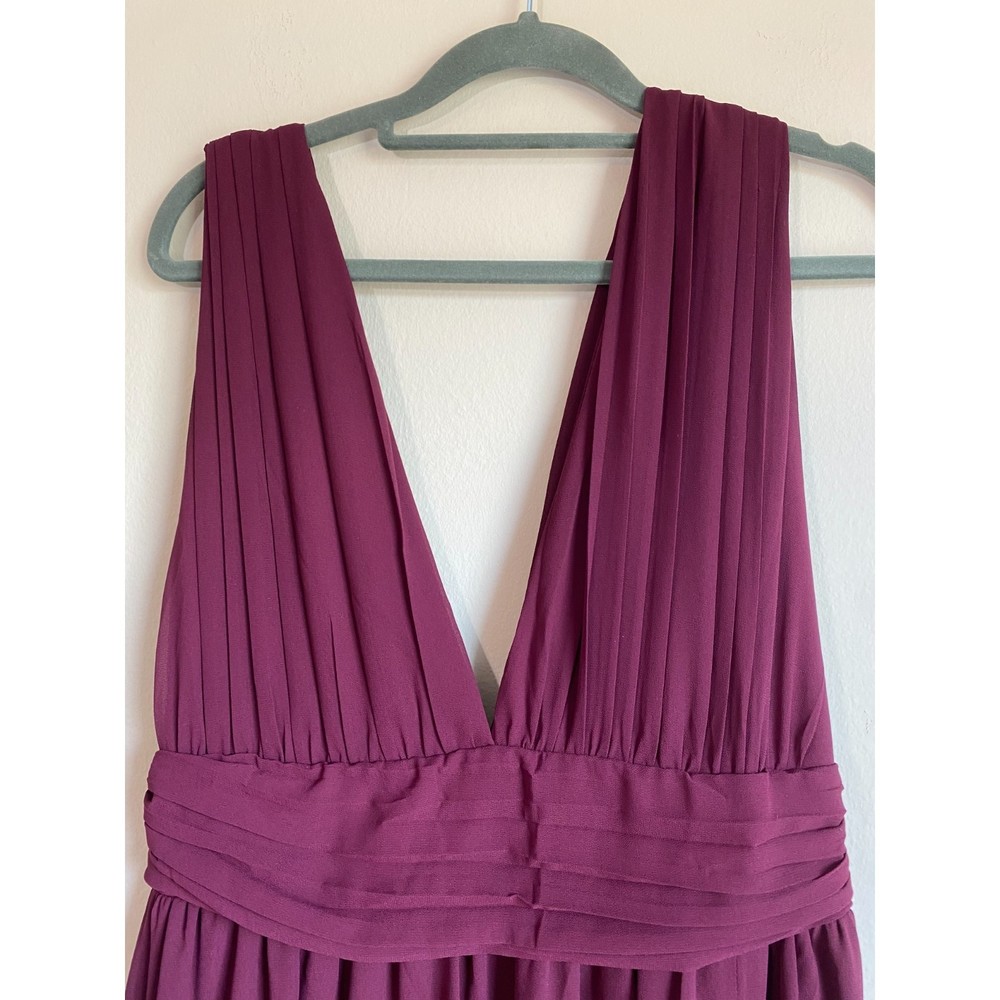 LuLus Heavenly Hues Burgundy Formal Chiffon Maxi Dress Medium Bridesmaid Prom - Picture 7 of 12